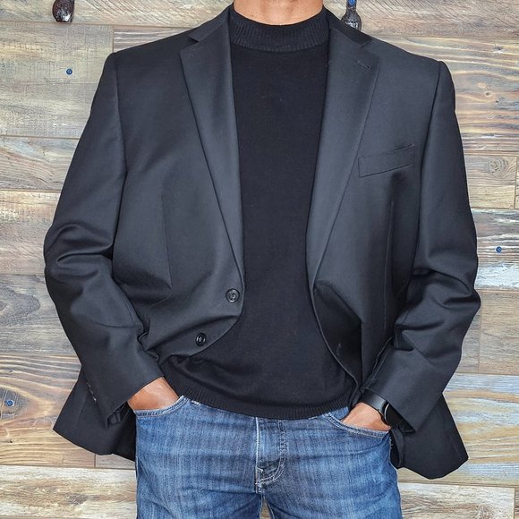 JOE Joseph Abboud Custom Made 100% Wool Black Blazer Sport Jacket Size 44S - Picture 4 of 8